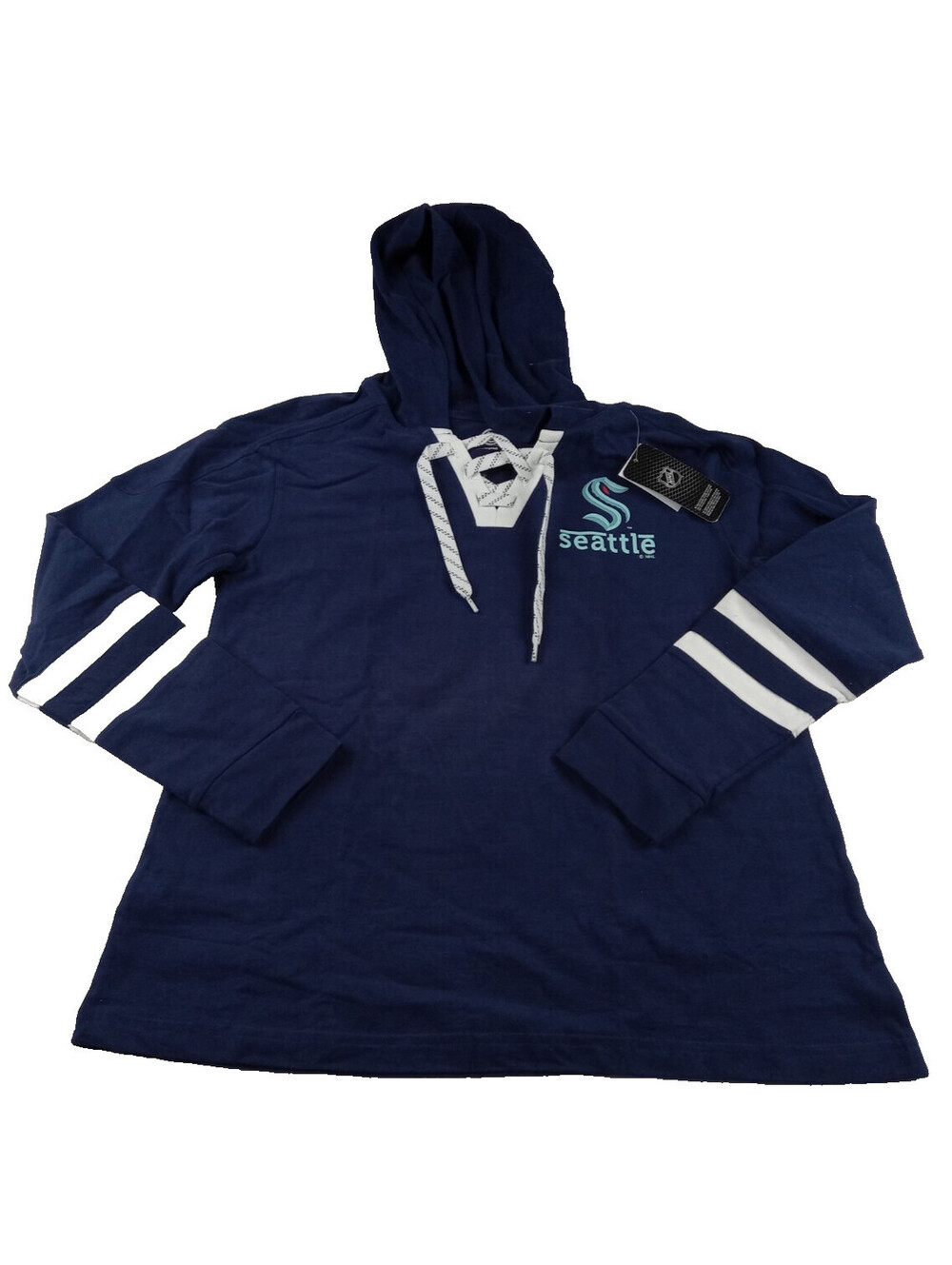 NHL Seattle Kraken Hoodie Shirt Womens Medium Navy Lace Up Long Sleeve Hockey M